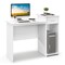 White Computer Desk with Drawer and Raised Shelf Adjustable Storage Workstation